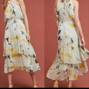 Yellow Garden Party Midi Ruffle Anthropologie Dress